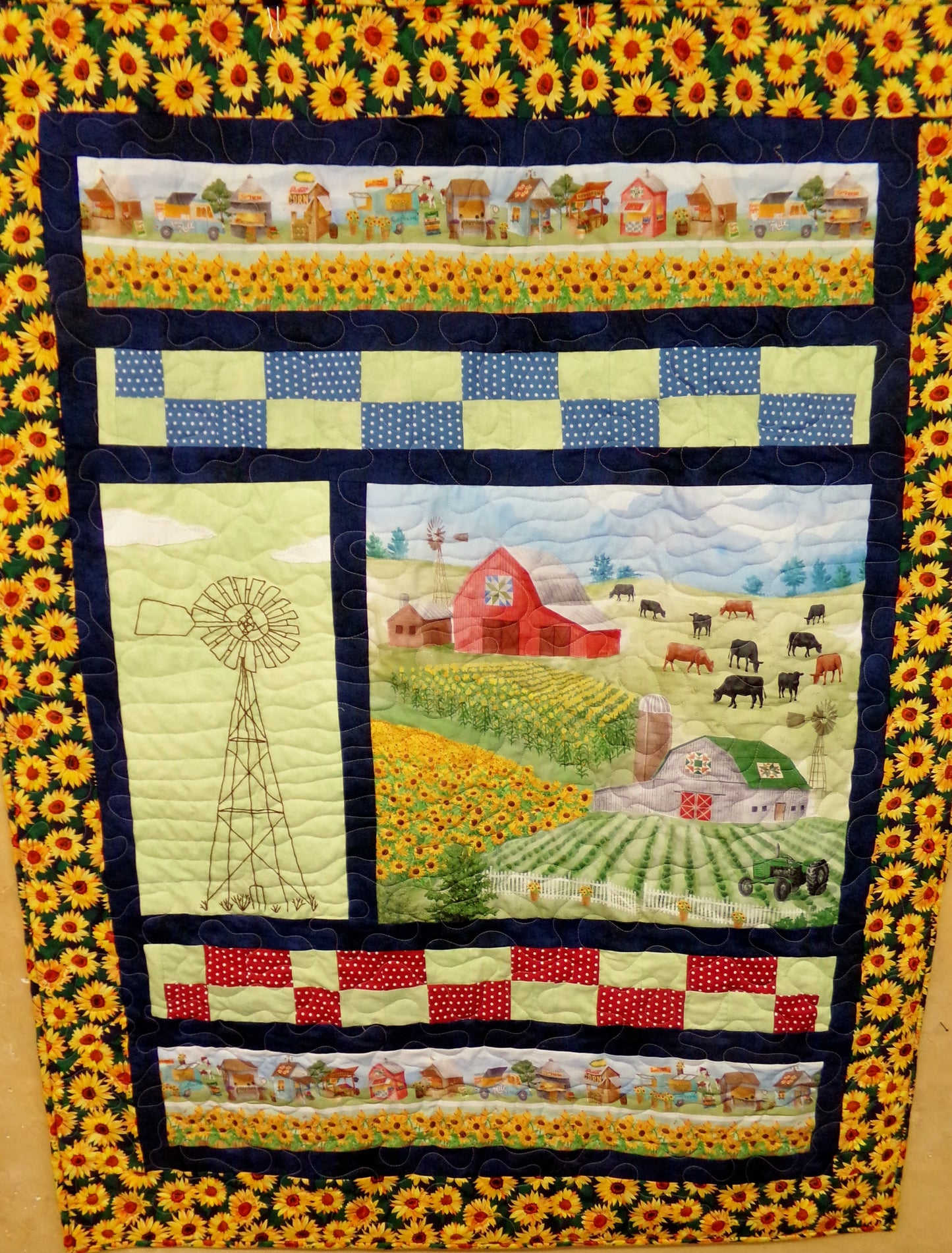 Embroidered and pieced hanging
