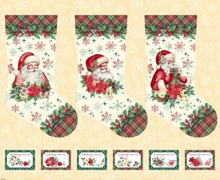 Sweet Christmas Memories Cream Stocking Panel 3629P-44