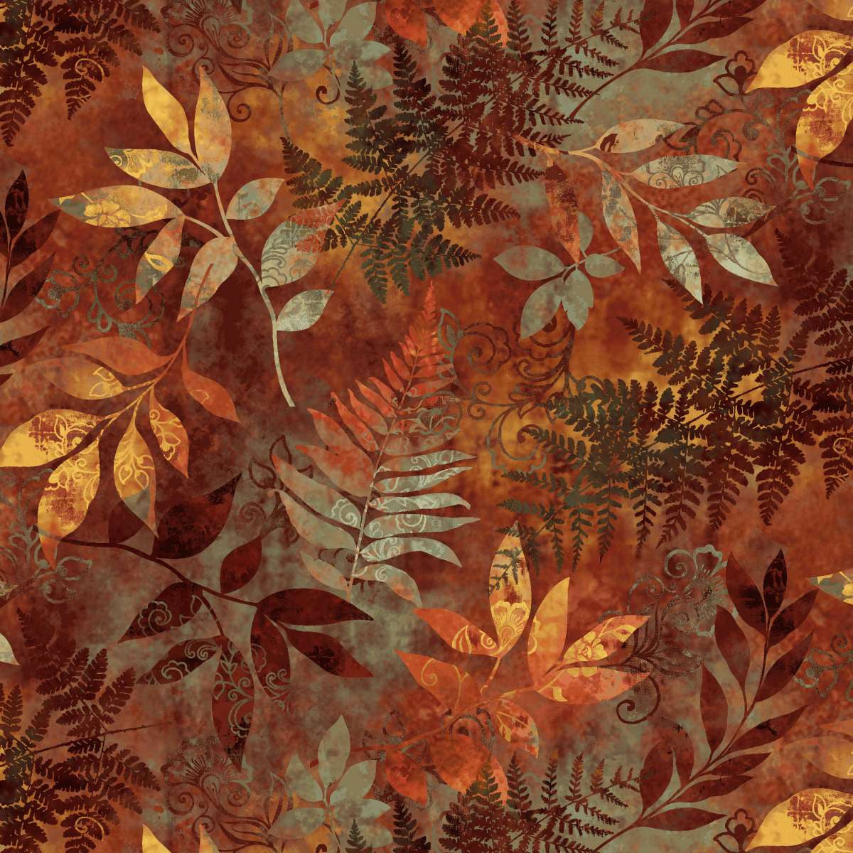 Oak and Berries Mixed Media Leaves Autumn 3648-83