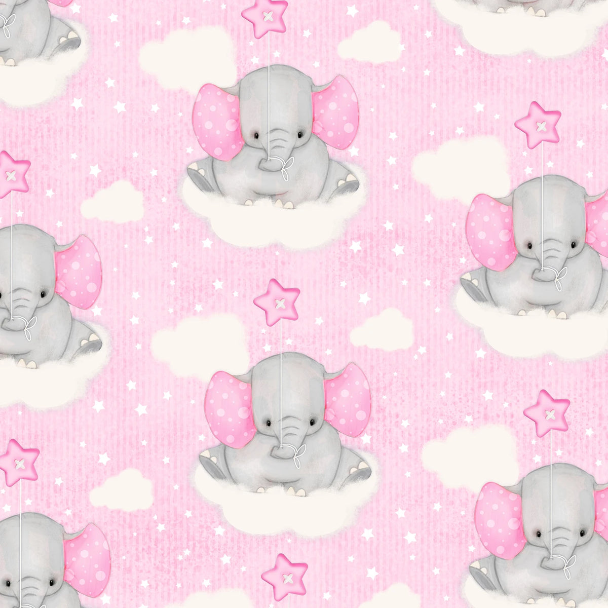 Elephants on Clouds Flannel N-0956-22 Pink