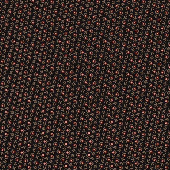 Black Sheep Cottons by Pam Buda 171935D Square Petals Black
