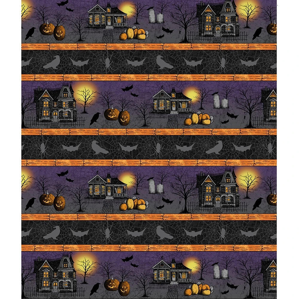 Moonlit Manor Haunted House Border Print 34008-698
