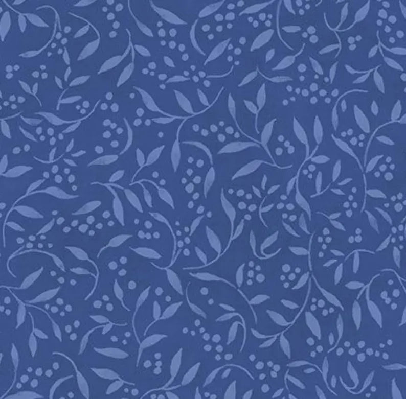 Country Blue Tonal Leaves 39904-444