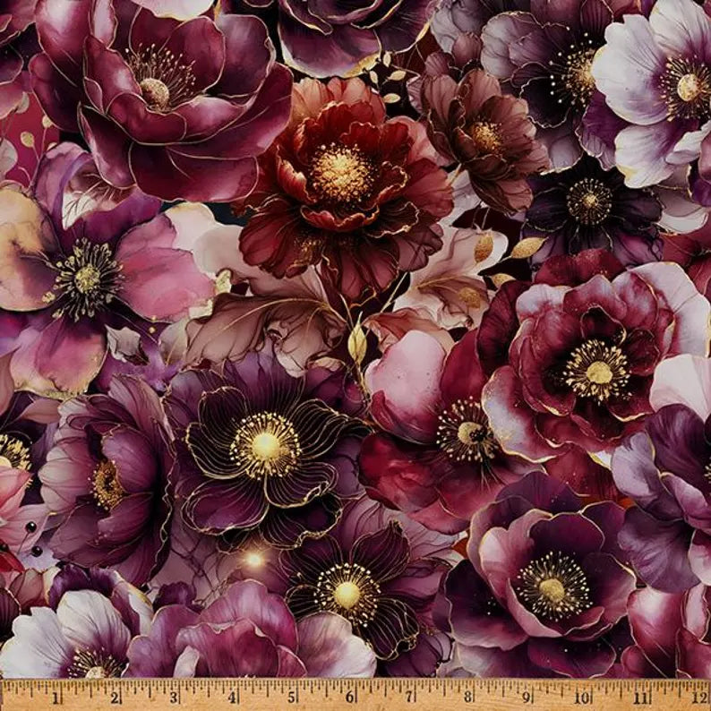 Midnight Flora Burgundy #5696-38