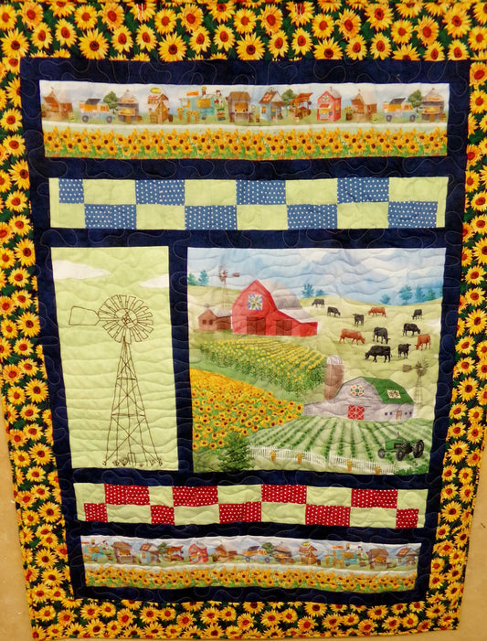 Embroidered and pieced hanging