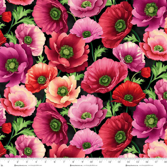 Blissful Blooms Poppies Black 3567-99