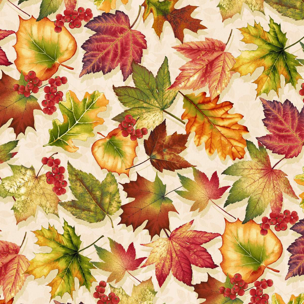 Oak and Berries Leaf Toss Cream 3652-44
