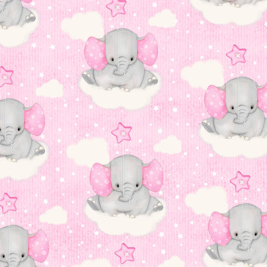 Elephants on Clouds Flannel N-0956-22 Pink