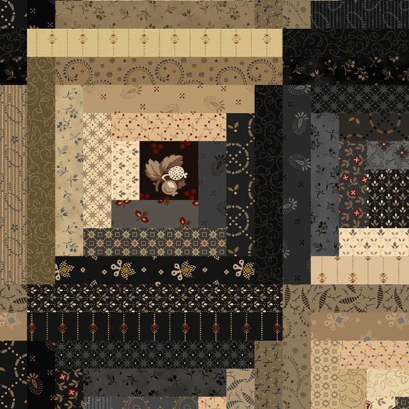 Black Sheep Cottons by Pam Buda Log Cabin (Cheater) 171929D Black