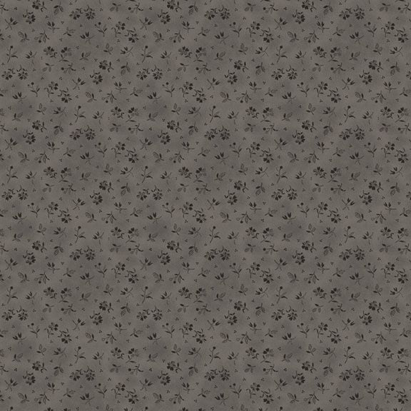 Black Sheep Cottons by Pam Buda 171944D Country Flowers Gray