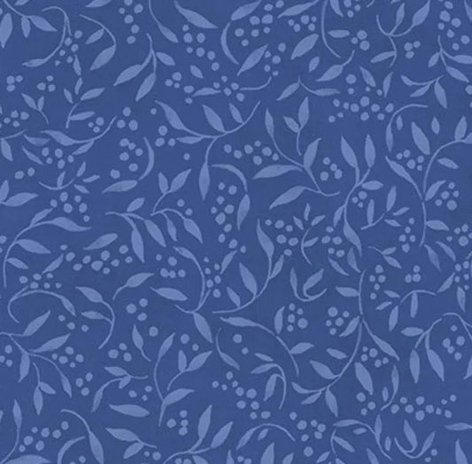 Country Blue Tonal Leaves 39904-444
